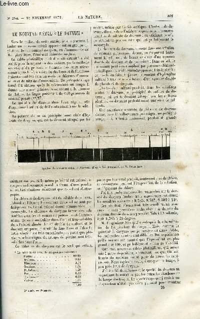 La nature n 234 - Le nouveau mtal Le Davyum, Exploration du Rio Colorado dans l'Ouest des Etats Unis, Le cercle mridien de M.R. Bischoffsheim par C. Wolf, Emploi des matires tinctoriales artificielles pour la coloration des eaux naturelles