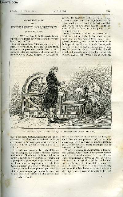 La nature n 253 - Aperu historique sur la lumire produite par l'lectricit par Antoine Breguet, Les priodes vgtales de l'poque tertiaire par G. de Saporta, Le grand ballon captif a vapeur de M. Henri Giffard, Travaux d'irrigations et rservoirs