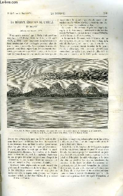 La nature n 257 - La rcente ruption de l'hcla en Islande par Gaston Tissandier, Des altrations ou maladies des vins et de leur traitement, Histoire du tlphone raconte par son inventeur, Nouvelle tude sur les nuages par Gaston Tissandier