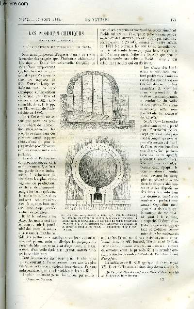 La nature n 272 - Les produits chimiques pour la grande industrie par Ch. Girard, Spectres magntiques obtenus par les actions lectro-dynamiques par Silvanus P. Thompson, Le grand ballon captif a vapeur de M. Henry Giffard, Le phare d'Ar-Men