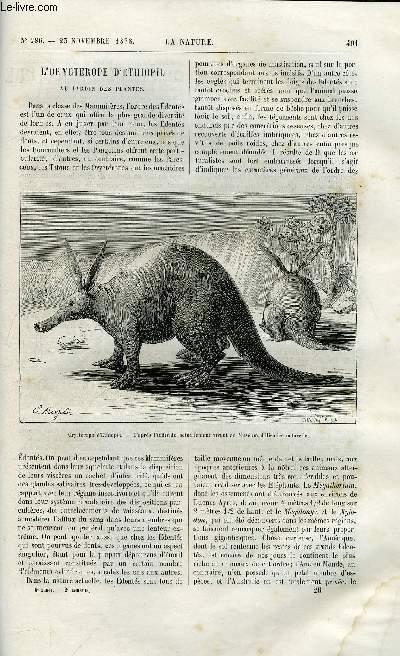 La nature n 286 - L'oryctrope d'thiopie au jardin des plantes par E. Oustalet, La gologie du turkestan russe par Stanislas Meunier, Les sciences anthropologiques a l'exposition universelle par Dr A. Bordier, Mars pendant l'opposition de 1877