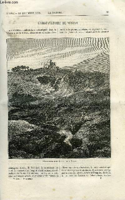 La nature n 290 - L'observatoire du Vsuve, Les plantes intra-mercurielles par Camille Flammarion, Explosions causes par les poussires, Guillaume Harvey d'aprs le nouvel ouvrage de M.L. Figuier, Le microphone et le tlphone perfectionns par G.H.