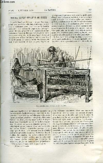 La nature n 297 - Nouvel emploi des jets de sable, Les antilopes par E. Oustalet, Un ouvrage posthume de Charles Sainte Claire Deville par Stanislas Meunier, Le nouvel observatoire du pic du midi par Gaston Tissandier, Influence de la famille