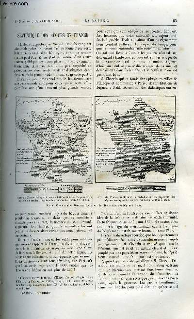 La nature n 344 - Statistique des bgues en France par Jacques Bertillon, Les termites de France et de l'tranger par Maurice Girard, La plante extrieure a Neptune et les comtes par Camille Flammarion; Le desschement de lac Fucino par Gaston