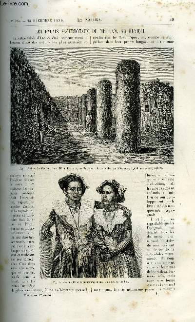 La nature n 395 - Les palais sacerdotaux de Mictlan au Mexique par T. Maler, Lescoups de grisou par A. Lancaster, Les tlphones spciaux par E. Hospitalier, Une excursion a la valle d'arraces et au mont perdu par Albert Tissandier, Les jouets