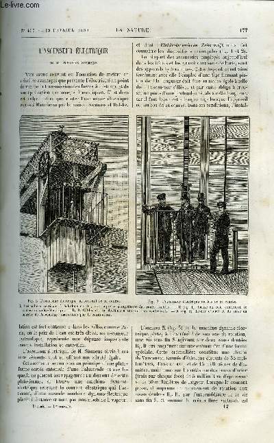 La nature n 403 - L'ascenseur lectrique de M. Werner Siemens, Un tramway sans ornire dans les rails, Machine amrcaine pour le passage et le bouchonnage des chevaux, Nouveau procd pour prserver les chaudires a vapeur des incrustations, Les moyens