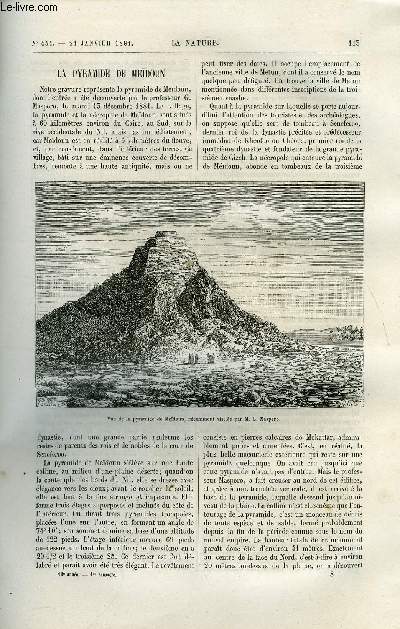 La nature n 451 - La pyramide de Medoun, La rigidit cadavrique, L'lectricit domestique par E. Hospitalier, La ligne internationale du Gothard et les souterrains hlicodaux des rampes d'accs au grand tunnel par Maxime Hlne, Curieux exemple