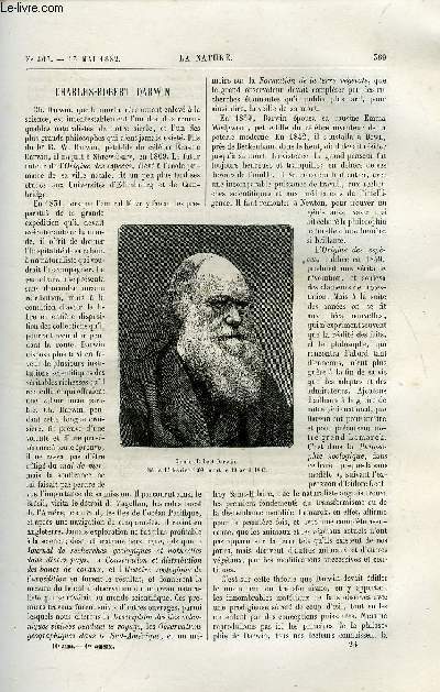 La nature n 467 - Charles Robert Darwin, L'archipel havaen et ses volcans par Ch. Vlain, Fabrication des vlocipdes en Angleterre, La Birmanie anglaise par Gabriel Marcel, Les travaux du port d'Anvers par L.B.