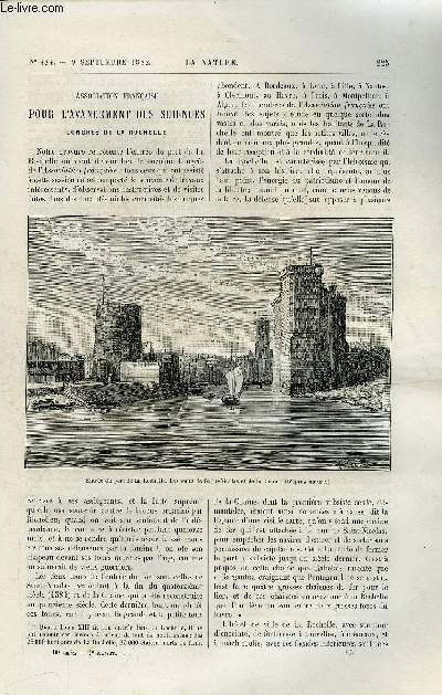 La nature n 484 - Association franaise pour l'avancement des sciences, congrs de la Rochelle par Gaston Tissandier, Le percement de l'isthme de Panama par Maxime Hlne, Le sauvetage des naufrags par Gaston Tissandier, Les phmres et le binocle