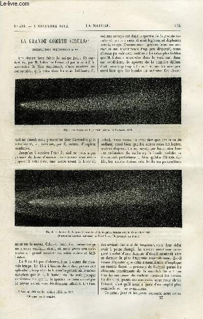 La nature n 492 - La grande comte, observations spectroscopiques, Le moteur simplex, Le praxinoscope a projection par Gaston Tissandier, Les plans inclins de Santos au Brsil par L. Bacl, Les lignites de Dixmont, L'exploitation de la glace en Amrique