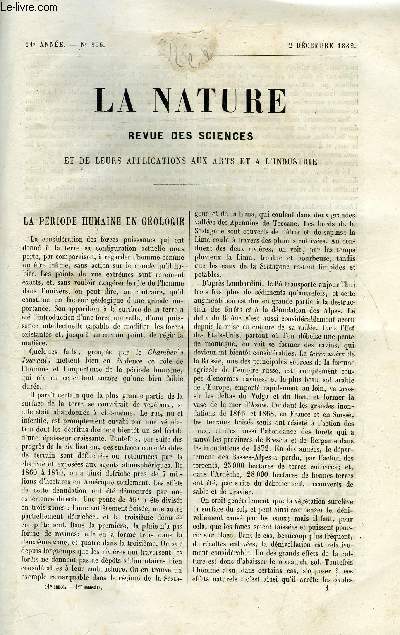 La nature n 496 - La priode humaine en gologie par R. Vion, Compteur d'eau, systme Jacquet, Le transport des navires par chemin de fer par L. Bacl, Les hros du travail par Gaston Tissandier