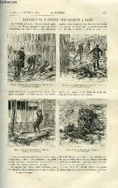 La nature n 507 - L'ouragan du 2 fvrier 1883 observ a Paris par Gaston Tissandier, Transport de force a distance par deux machines dynamo-lectriques par E. Hospitalier, Mesureur de liquides par A. de Rochas, Le reboisement des montagnes par P.