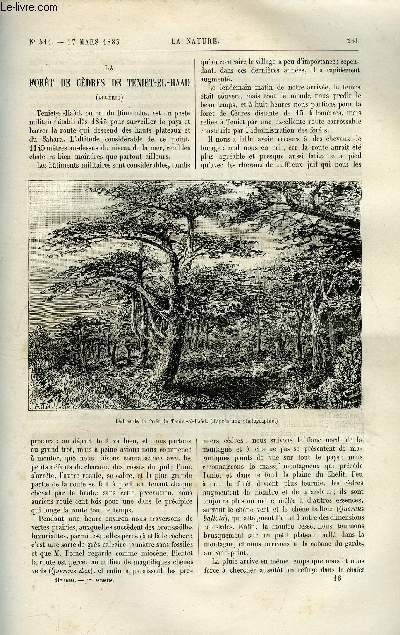 La nature n 511 - La fort de cdres de Teniet-el-Haad par E. Trutat, Commission mtorologique du dpartement de Vaucluse, Bateau rapide de M. Raoul Pictet, La station magntique de l'observatoire du parc Saint Maur par Th. Moureaux, Les instruments