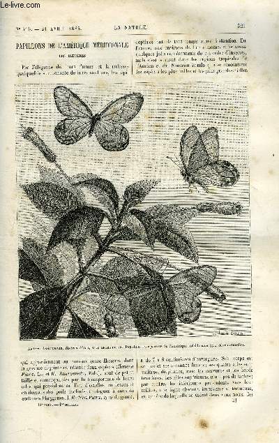 La nature n 516 - Papillons de l'amrique mridionale, les haetres, Le voyage de la vega autour de l'Asie et de l'Europe par Gaston Tissandier, Moteur a vapeur domestique, systme Daussin, Chemins de fer a voie troite, la ligne de ribeauvill