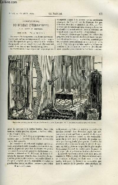 La nature n 533 - L'observatoire du bureau international des poids et mesures par Gaston Tissandier, La turbine atmosphrique, La science dans l'antiquit, les thatres a pivot de curion par A. de Rochas, Le tremblement de terre d'ischia du 28 juillet