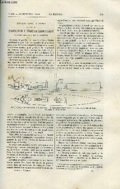 La nature n 539 - Nouveau bateau a vapeur mu par un propulseur a raction hydraulique, systme maginot et G. Pinette, La station physiologique de Paris par E.J. Marey, L'agriculture a Ischia et aux environs de Naples, Industries parisiennes