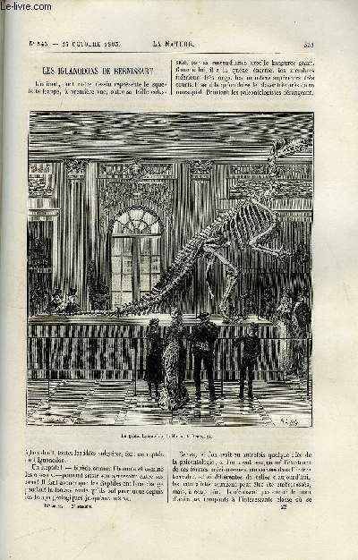 La nature n 543 - Les iguanodons de Bernissart par Stanislas Meunier, Nouveau procd de gravure par la photographie, L'observatoire mtorologique suisse au Santis, L'arostat dirigeable lectrique, Les vieilles industries de l'Inde