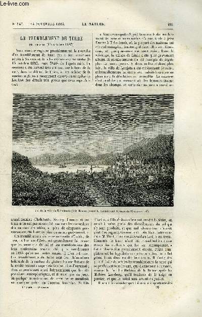 La nature n 547 - Le tremblement de terre de Smyrne par Gaston Tissandier, Les fourmis amricaines par H. de S, L'exploitation des forts et les chemins de fer a rails en bois en Amrique, Les fortifications cuirasses, Incendies allums par la foudre