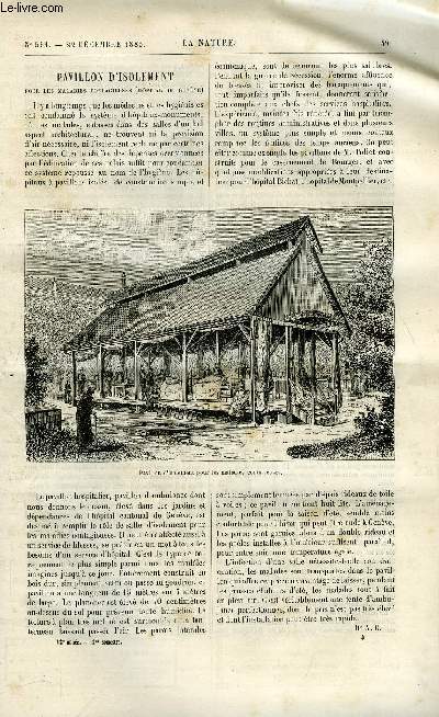 La nature n 551 - Pavillon d'isolement pour les maladies contagieuses, Nouveau procd de culture de la vigne par Etienne Salomon, Les constructions mobiles de M.V. Poitrineau par Gaston Tissandier, Soudeur lectrique pour grandes profondeursd par E.