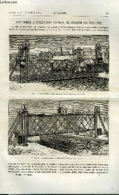 La nature n 552 - Pont mobile a soulvement vertical, de syracuse aux Etats Unis, Echantillons de fourrure du mammouth par Gaston Tissandier, Couveuse pour enfants par Acart, La grande ruption volcanique du dtroit de la sonde par E. Vimont, Les clairs