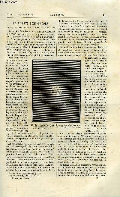 La nature n 563 - La comte pons-brooks, observations faites a nice le 13 et le 19 janvier 1884, Tlgraphie et tlphone simultanes par les mmes conducteurs par E. Hospitalier, Le renard bleu par E. Oustalet, Le laboratoire de M. Pasteur a propos