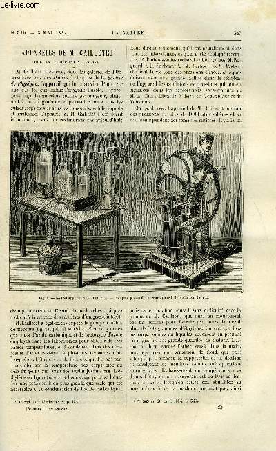 La nature n 570 - Appareils de M. Cailletet pour la liqufaction des gaz par Gaston Tissandier, Tremblement de terre en Angleterre le 22 avril 1884, La socit franaise de physique, Machine pneumatique industrielle, La mission franaise de la terre