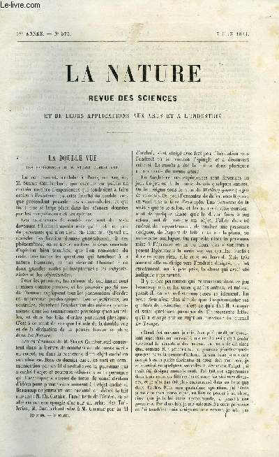 La nature n 575 - La double vue, les expriences de M. Stuart Cumberland par G. Kerlus, L'Orient Express par Al. Laplaiche, Les anhingas ou oiseaux serpents par E. Oustalet, Descenseur de sauvetage pour incendie