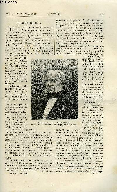 La nature n 593 - Eugne Bourdon par Gaston Tissandier, Nouvel allume gaz lectrique perptuel, Rosa et Josefa, les deux soeurs tchques par Jacques Bertillon, Les dcouvertes du Dr le Plongeon dans le Yukatan par le marquis de Nadaillac, L'horaire