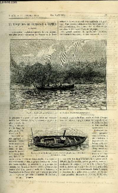 La nature n 632 - La navigation de plaisance a vapeur a Paris par Gaston Tissandier, Institut de France, le grand prix biennal de vingt mille francs par Ernest Maindron, Plantes piscivores par E. Halprine, Le percement de l'isthme de panama par Maxime