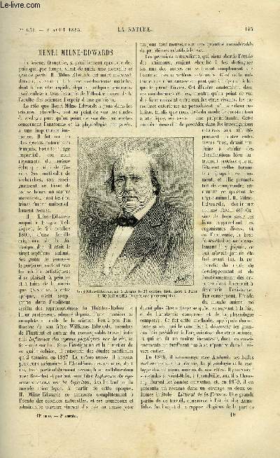 La nature n 636 - Henri Milne-Edwards par H. Filhol, Le photoscope par Al. Laplaiche, Les lgendes des iroquois par le marquis de Nadaillac, La distribution de la force a domicile par l'air rarfi par Ph. Delahaye, Le pitchpin, Insecte fossile