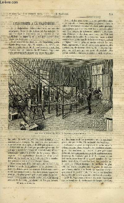 La nature n 646 - L'lectricit a la salptrire, Le camp retranch d'Anvers par lt colonel Hennebert, Le coq de bruyre par E. Oustalet, Ballons captifs transportables pour le service des armes par Gaston Tissandier, Histoire de la stnographe, Nouveau