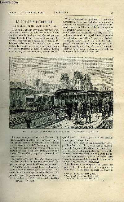 La nature n 656 - La traction lectrique sur le chemin de fer arien de New York, Le tremblement de terre du Nicaragua du 11 octobre 1885 par Marcel Blanchard, Encarteuse lectrique, machine a encarter les boutons, L'arithmtique en boules par Edouard