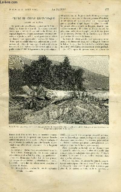 La nature n 690 - Tronc de chne gigantesque retir du Rhone, Lettres d'Amrique par Albert Tissandier, Cadran comptes faits, Traverse de cherbourg a Londres excute en ballon par F. Lhoste et J. Mangot, L'exposition d'hygine urbaine