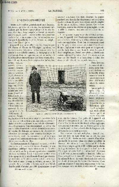 La nature n 722 - L'autographomtre, Projet de train continu pour l'exposition universelle de 1889, Machine a crire Herrington, Le tremblement de terre du 23 fvrier 1887 par Maxime Hlne, Histoire des ballons par Gaston Tissandier