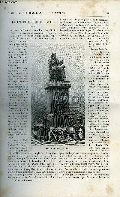 La nature n 760 - La statue de C.E. de Baer a Dorpat, Le chemin de fer transcaspien, Le nouveau frein de l'artillerie franaise, L'ombromanie par Arthur Good, Siphon automatique intermittent a air comprim, La photographie pratique