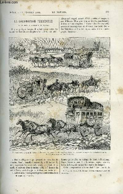 La nature n 768 - La locomotion terrestre, L'clipse totale de la lune du 28 janvier 1888, Les produits du Tonkin par J. Poisson, La tour Eiffel par Gaston Tissandier, Turbine a vapeur et machine dynamo-lectrique