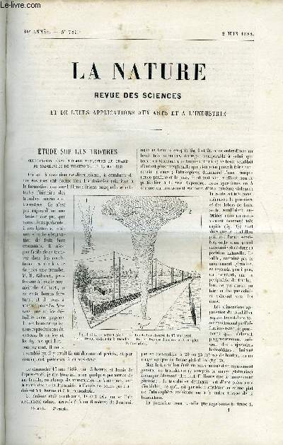 La nature n 783 - Etude sur les trombes, Deuxime runion annuelle des collaborateurs de la nature, Le polyparium ambulans par Edmond Perrier, Dplacements vibratoires des rails pendant le passage des trains en marche, L'boulement du mont Nron