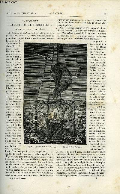 La nature n 789 - La quatrime campagne de l'hirondelle, Le nouvel hotel des postes a Paris, Canons hotchkiss a tir rapide, Les huacas du chiriqui par le marquis de Nadaillac, Conseils aux amateurs d'histoire naturelle par Maurice Maindron