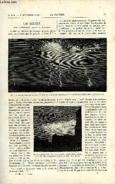 La nature n 810 - Les clairs par Gaston Tissandier, Les poteries du muse de Caracas par le marquis de Nadaillac, Fondation lastique des machines et suspension des voitures, L'exposition de Barcelone par Max. Dufoss, Le port de Dunkerque, La traction