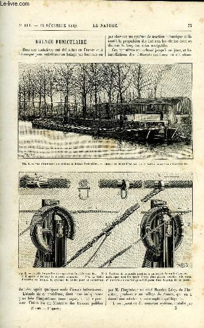 La nature n 811 - Halage funiculaire par Gaston Tissandier, Dcouvertes de mdailles romaines, Les loups savants a Paris, Le grand laminoir a blindages de l'usine saint jacques, Le papyrus gyptien par dr Verneau, Exposition universelle de 1889