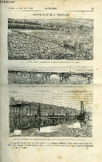 La nature n 840 - Nouvelle jete a Trouville, Le pavillon de la rpublique mexicaine a l'exposition universelle de 1889 par Max de Nansouty, Ppite d'or d'un demi kilogramme trouve en France par Stanislas Meunier, Les peaux rouges et les amricains