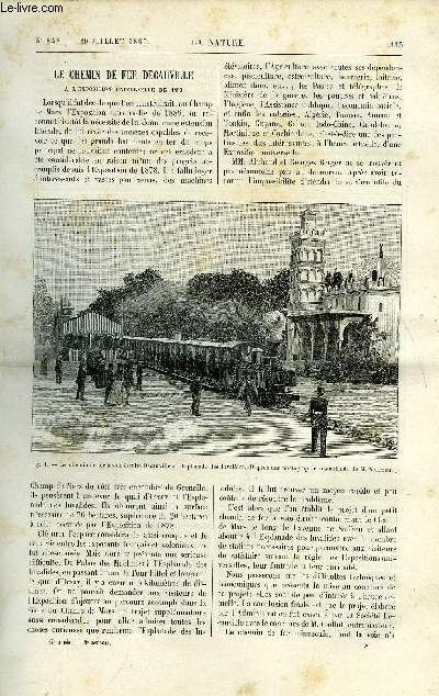 La nature n 842 - Le chemin de fer Decauville a l'exposition universelle de 1889 par Max de Nansouty, Les canaux en Russie, Un cadran solaire portatif, La science au thatre, Une fort ptrifie dans l'Arizona, Sur les paritions anormales des frondes