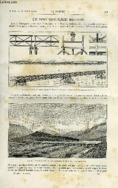 La nature n 848 - Les ponts mobilisables militaires par Daniel Bellet, Un arbre extraordinaire a Paris, Le palais de la Cochinchine a l'exposition universelle de 1889 par H. de Varigny, Th. A. Edison, Sur un genre particulier d'expriences capillaires