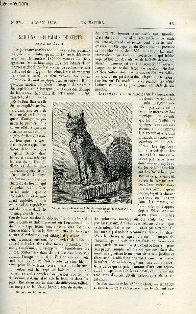 La nature n 879 - Sur une trouvaille de chats faite en Egypte, La production des mtaux prcieux dans le monde entier, Les travaux de canalisation de la Seine entre Paris et la mer, Les piles lgres par E. Hospitalier, Collier mtallique pour chevaux