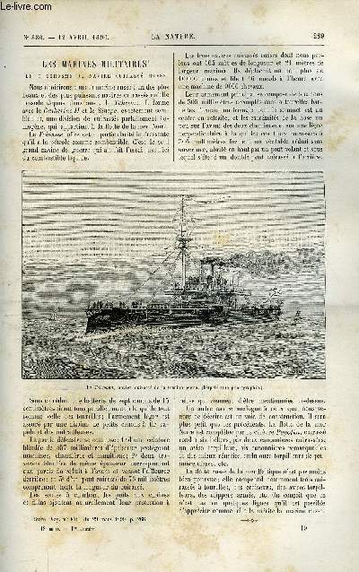 La nature n 880 - Les marines militaires, Le royaume de Dahomey par Henri Dehrain, Les travaux hydrauliques de San Diego en Californie, Enregistreur de la vitesse des trains par G. Mareschal, La caverne de cacahuamilpa au Mexique, Un type de station