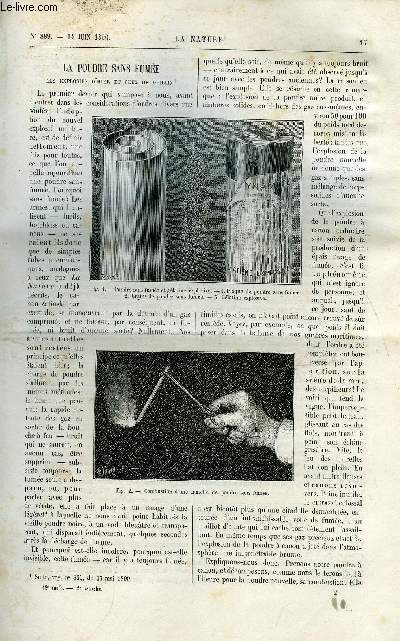 La nature n 889 - La poudre sans fume par Maxime Hlne, L'clipse de soleil du 17 juin 1890, Histoire de la brouette, L'exposition de l'levage de l'enfance