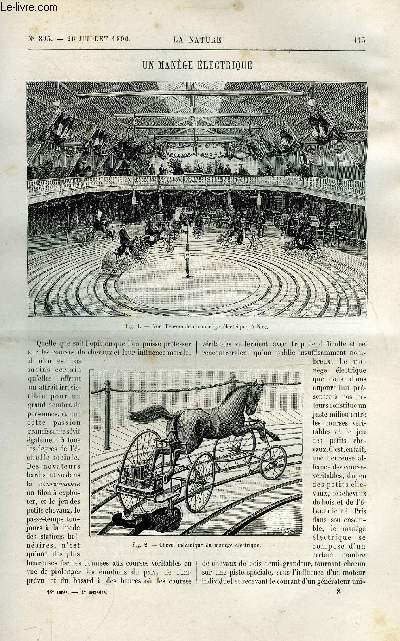 La nature n 895 - Un mange lectrique, La valle du lunain par Armand Vir, L'exposition militaire du ministre de la guerre en 1889 par Gaston Tissandier, Le partage de l'Afrique et l'ile d'Helgoland