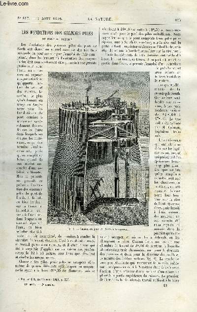 La nature n 897 - Les fondations des grandes piles du pont de Forth, Les races de chiens par P. Mgnin, La ville de Chicago, a propos de l'exposition de 1893, La ferie des pilules du diable