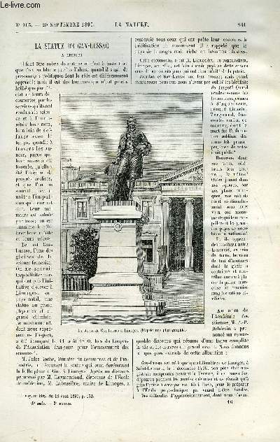 La nature n 903 - La statue de Gay Lussac a Limoges, Le similigraphe-niveau, Les billes de billard, Les somalis au jardin d'acclimatation de Paris, Une mine exploite par les mineurs, Le fusil Lebel et le nouveau fusil allemand