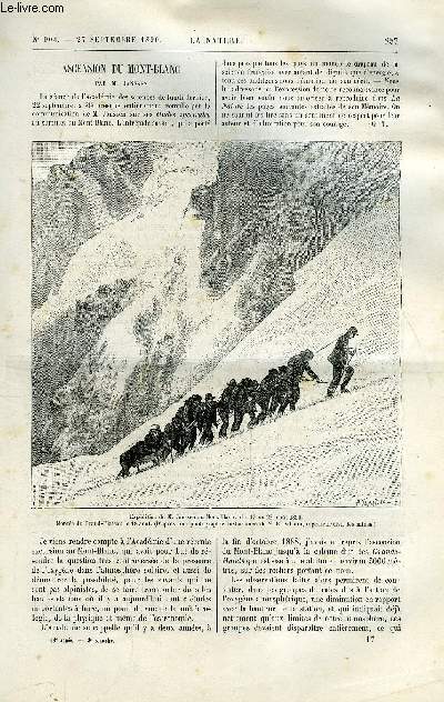 La nature n 904 - Ascension du Mont Blanc par M. Janssen, Les orages de l't 1890, La forme la plus conomique de la lumire, Archologie mexicaine par Leopoldo Batres, Le sous sol de Paris par P. Villain, Le Vsuve en activit